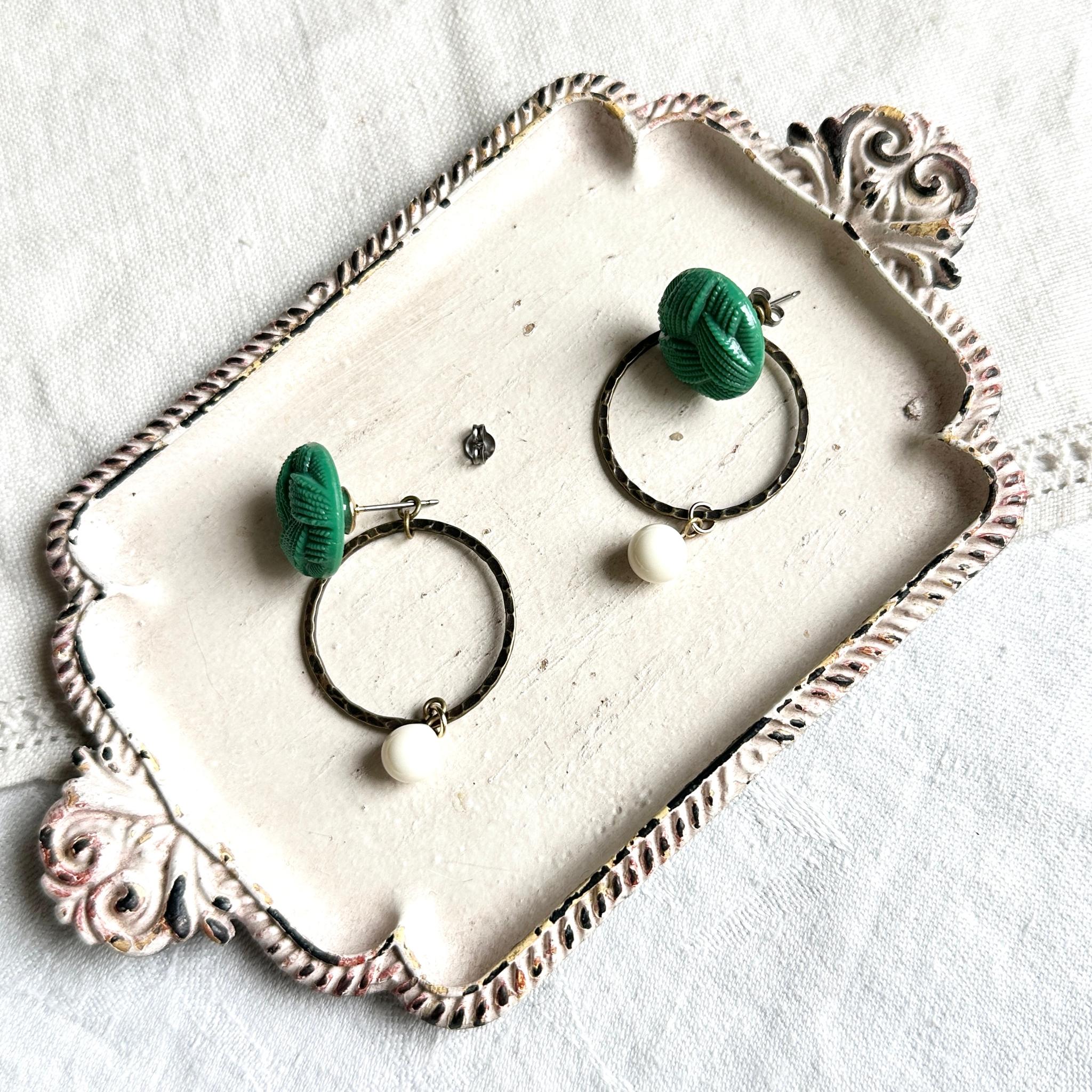 カスタム耳飾り・ピアスグリーン | 5枚目