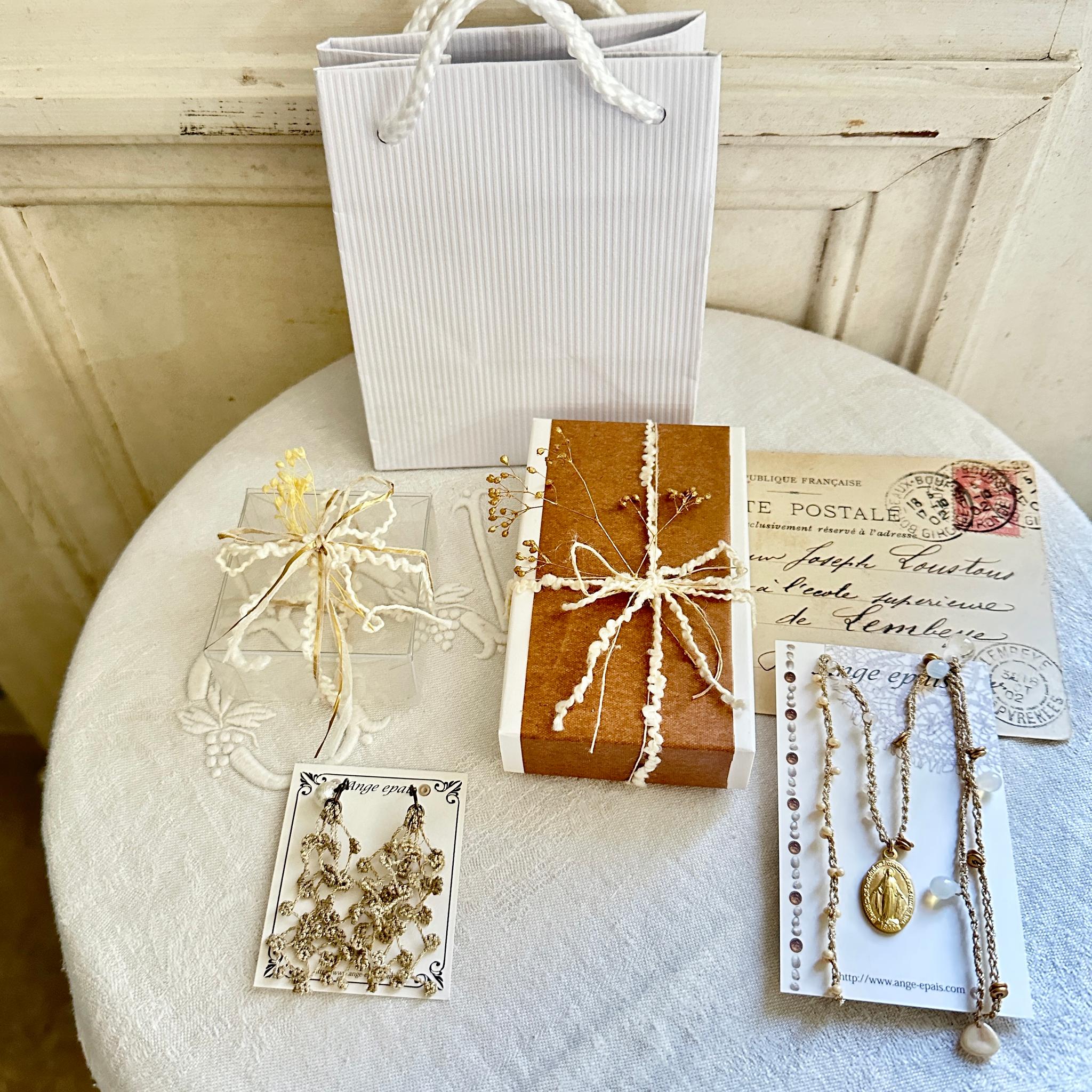 14kgfフランスヴィンテージビーズの一粒ピアス・レッド | 8枚目