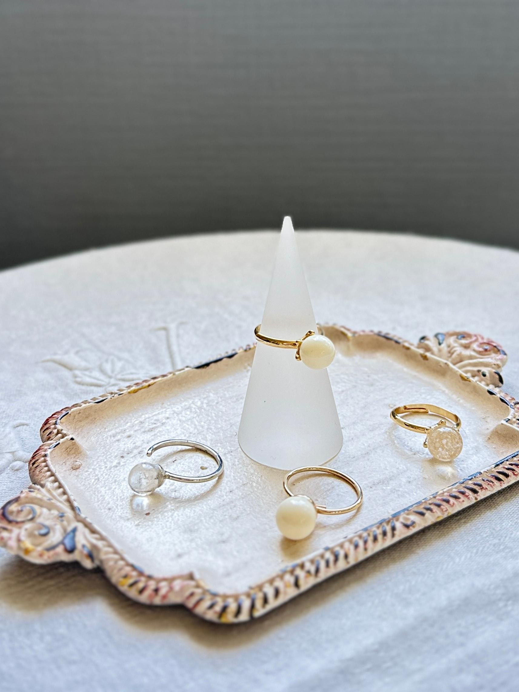 ミルククラウン・ハンドメイドガラスのリング | 6枚目