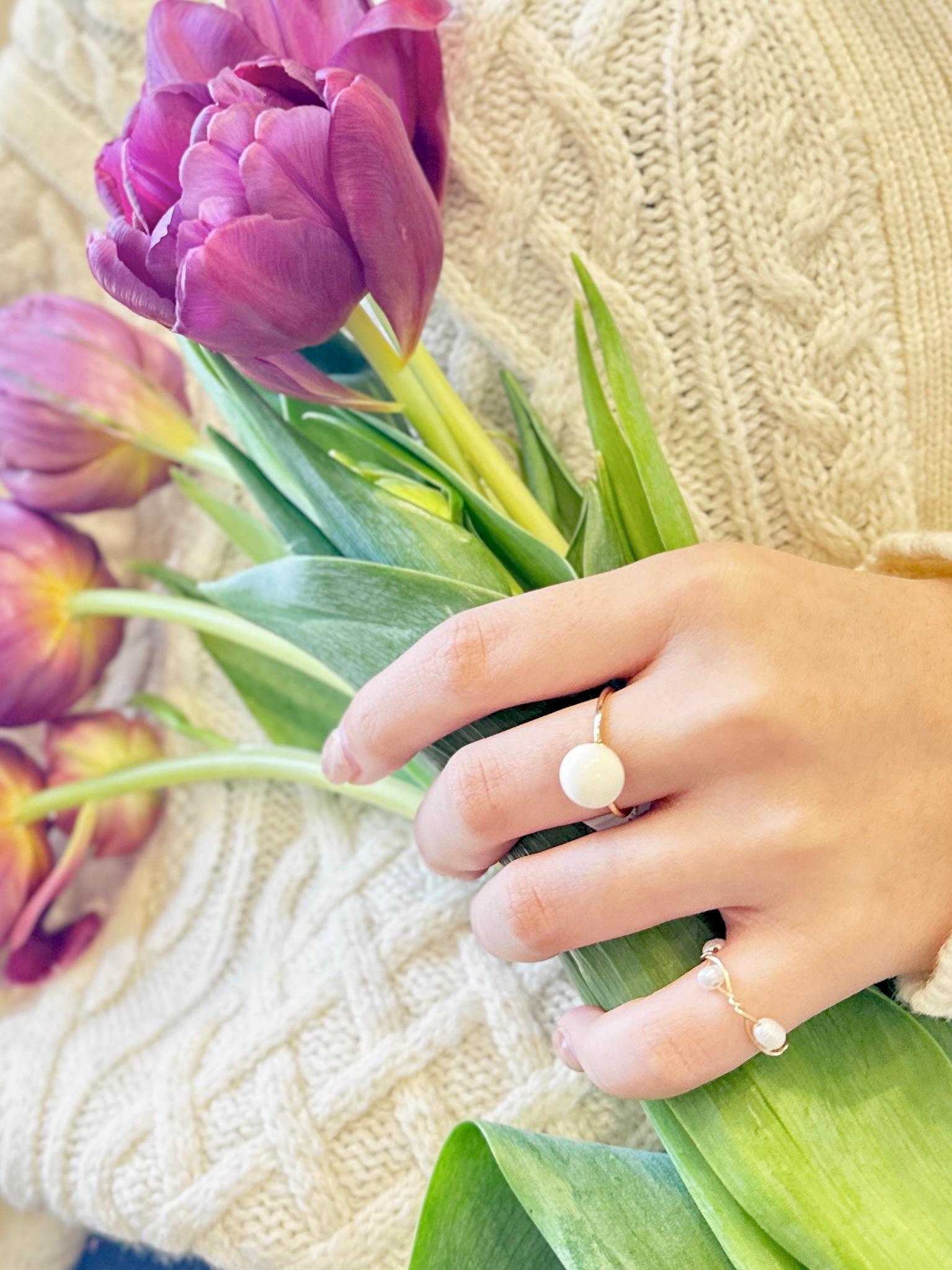 ミルククラウン・ハンドメイドガラスのリング | 7枚目