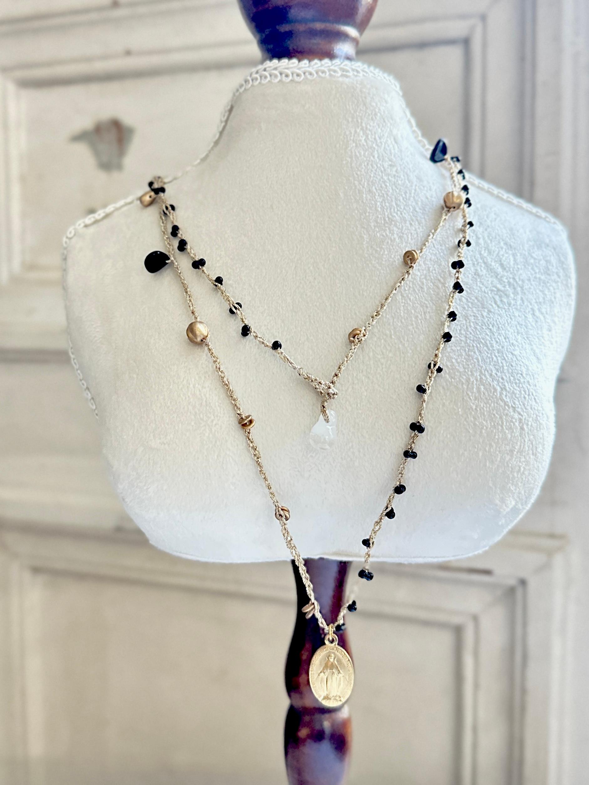 メダイ３wayクロシェネックレス・ゴールド×ブラック