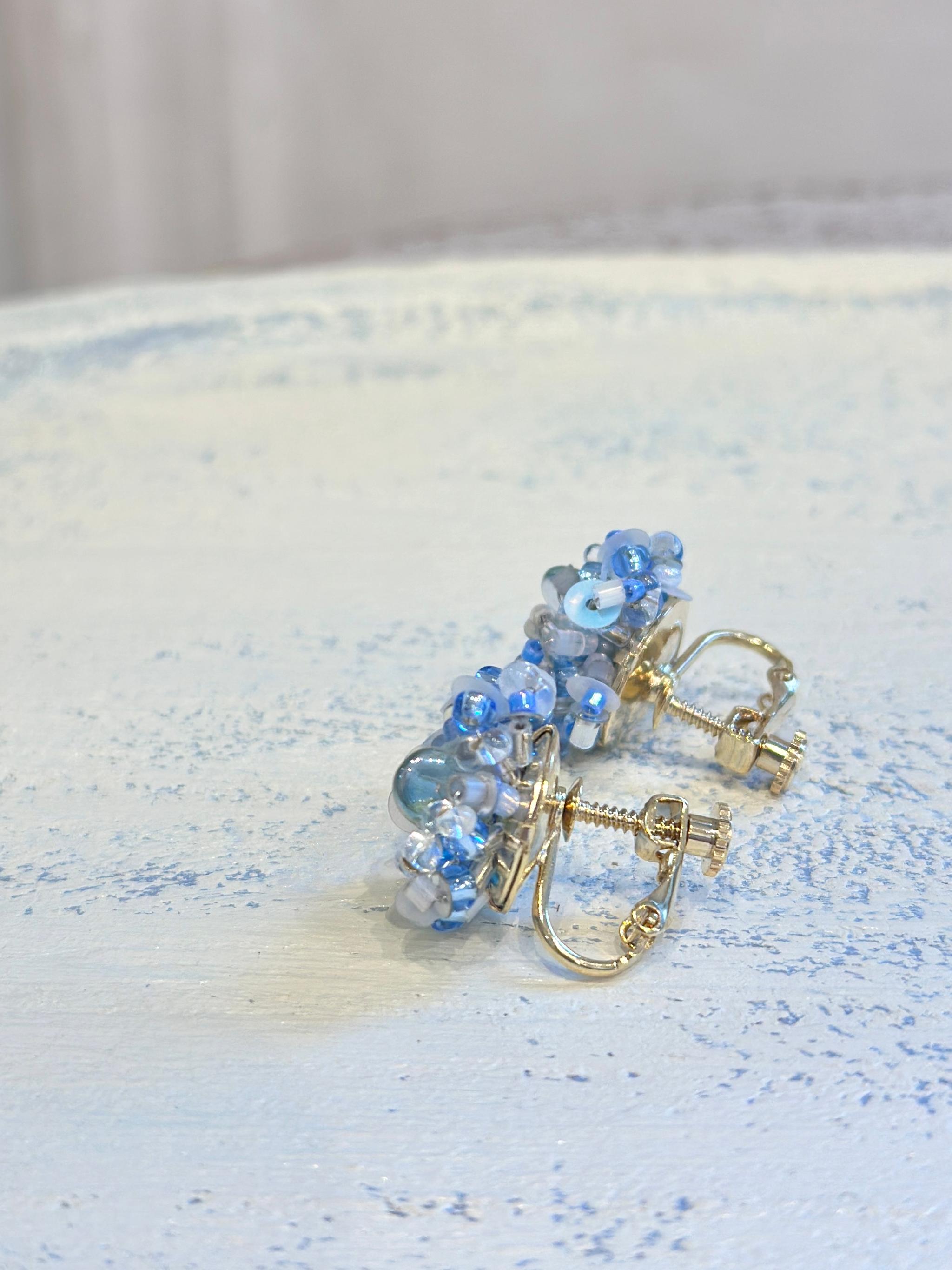 sucreビーズ耳飾り・ライトブルー（ピアス・イヤリング） | 2枚目