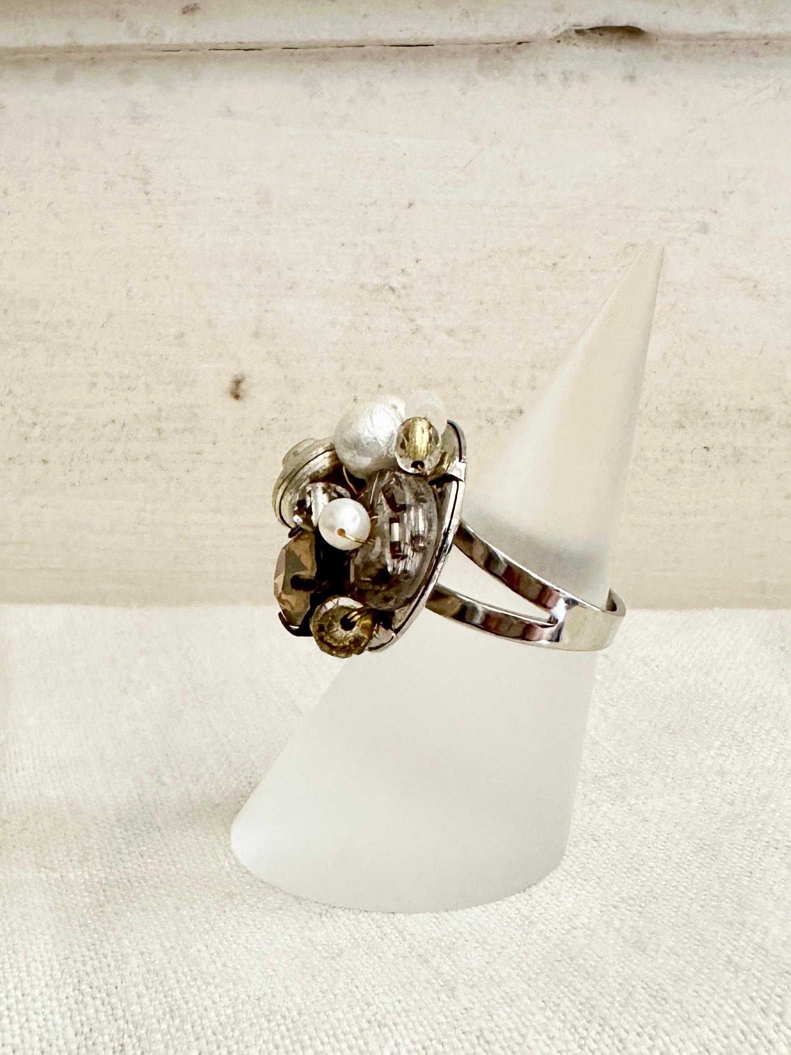 アンティークパーツのデコラティブリング・シルバー | 6枚目