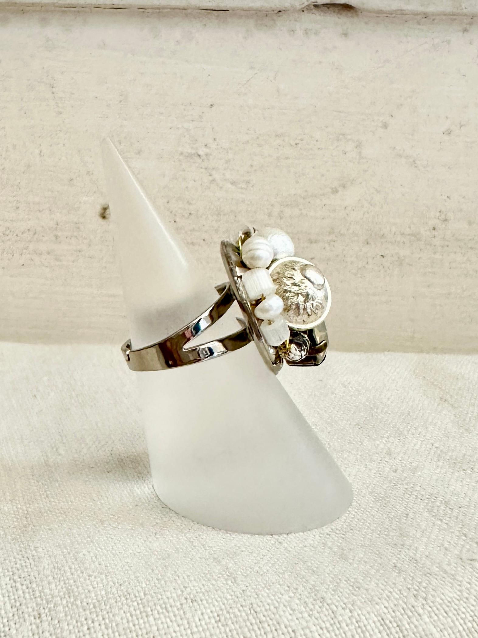 アンティークパーツのデコラティブリング・シルバー | 7枚目