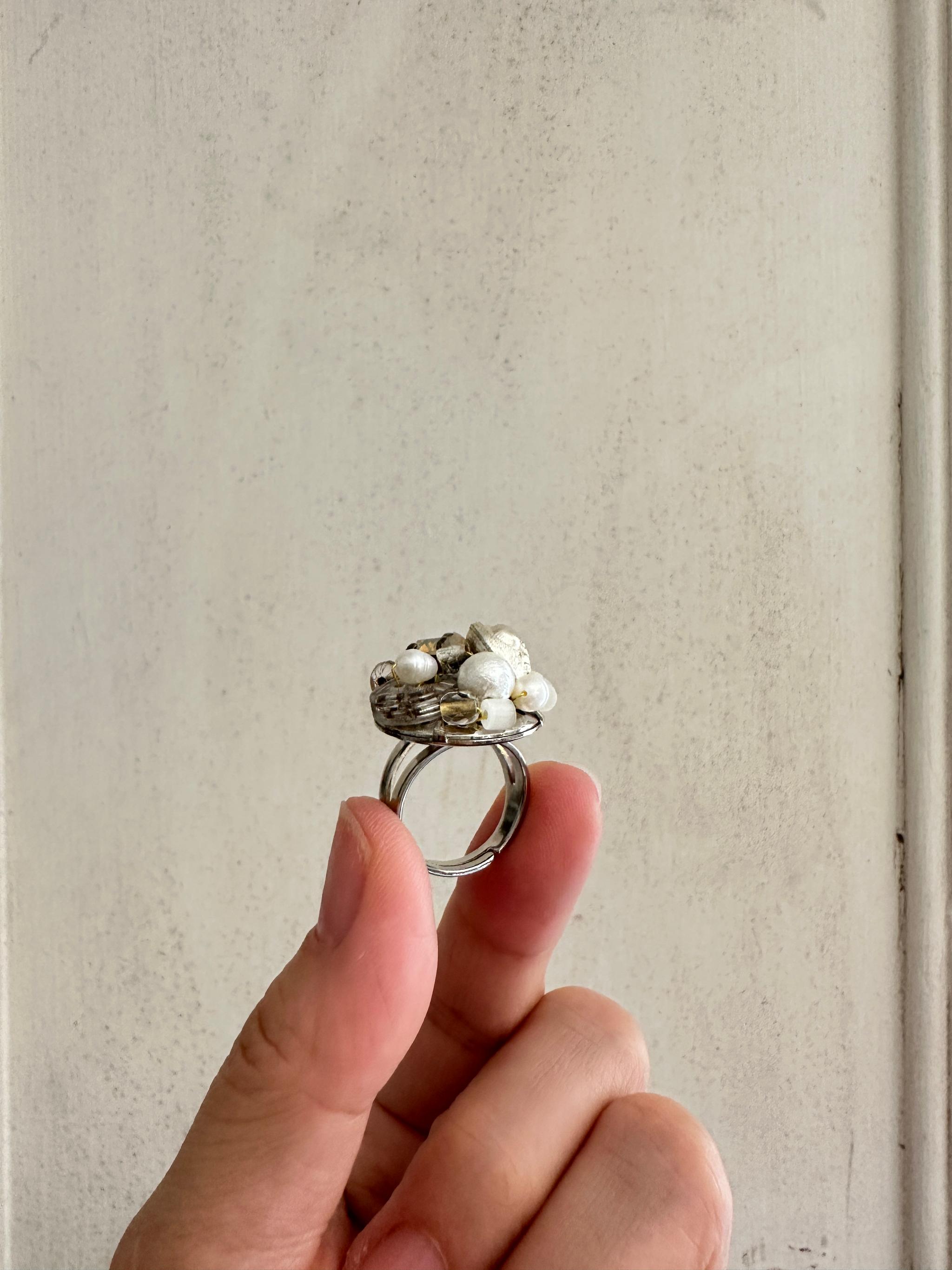 アンティークパーツのデコラティブリング・シルバー | 8枚目