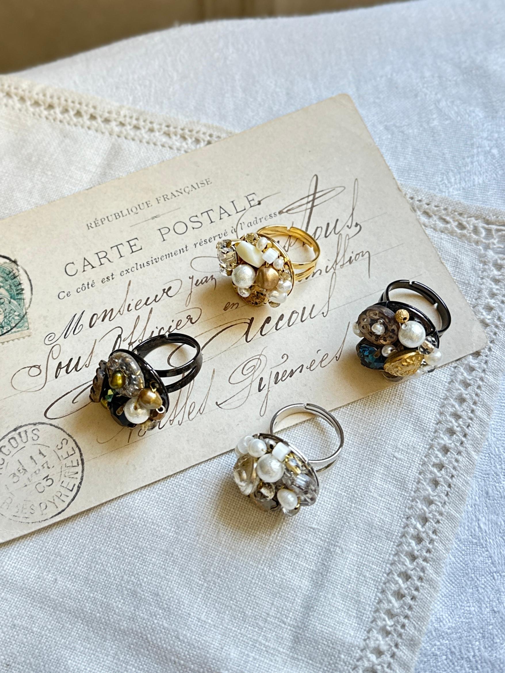 アンティークパーツのデコラティブリング・シルバー | 10枚目