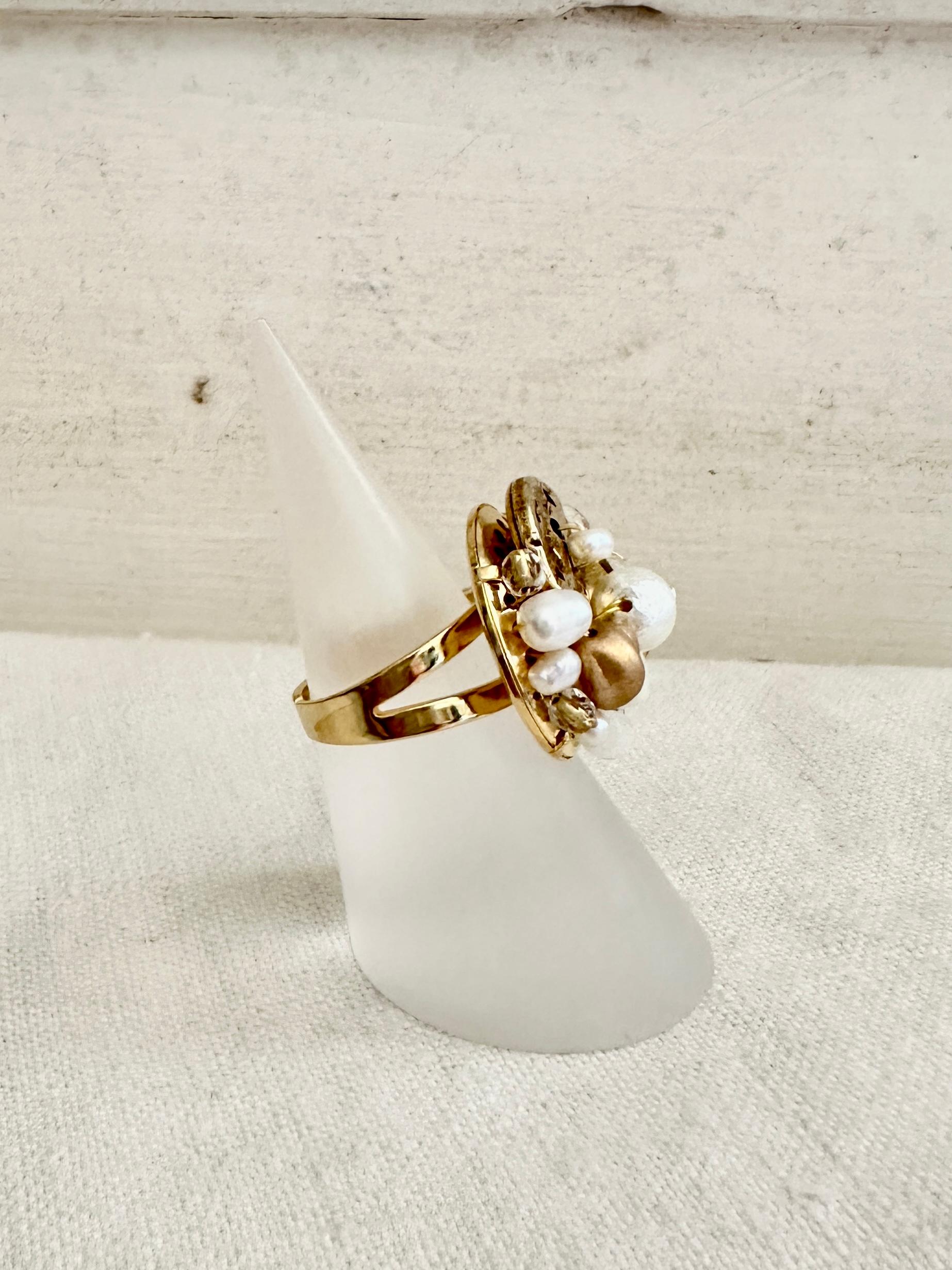 アンティークパーツのデコラティブリング・ゴールド | 6枚目