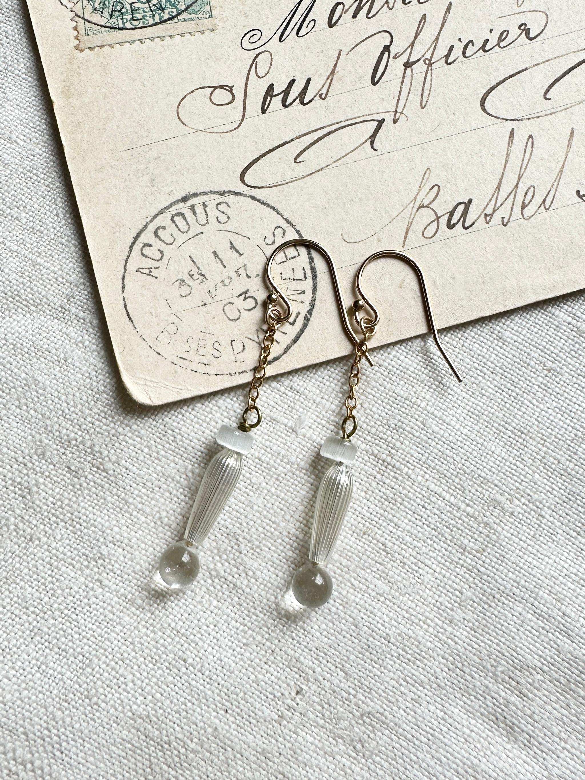 14kgfフランスヴィンテージスフレビーズのピアス | 2枚目