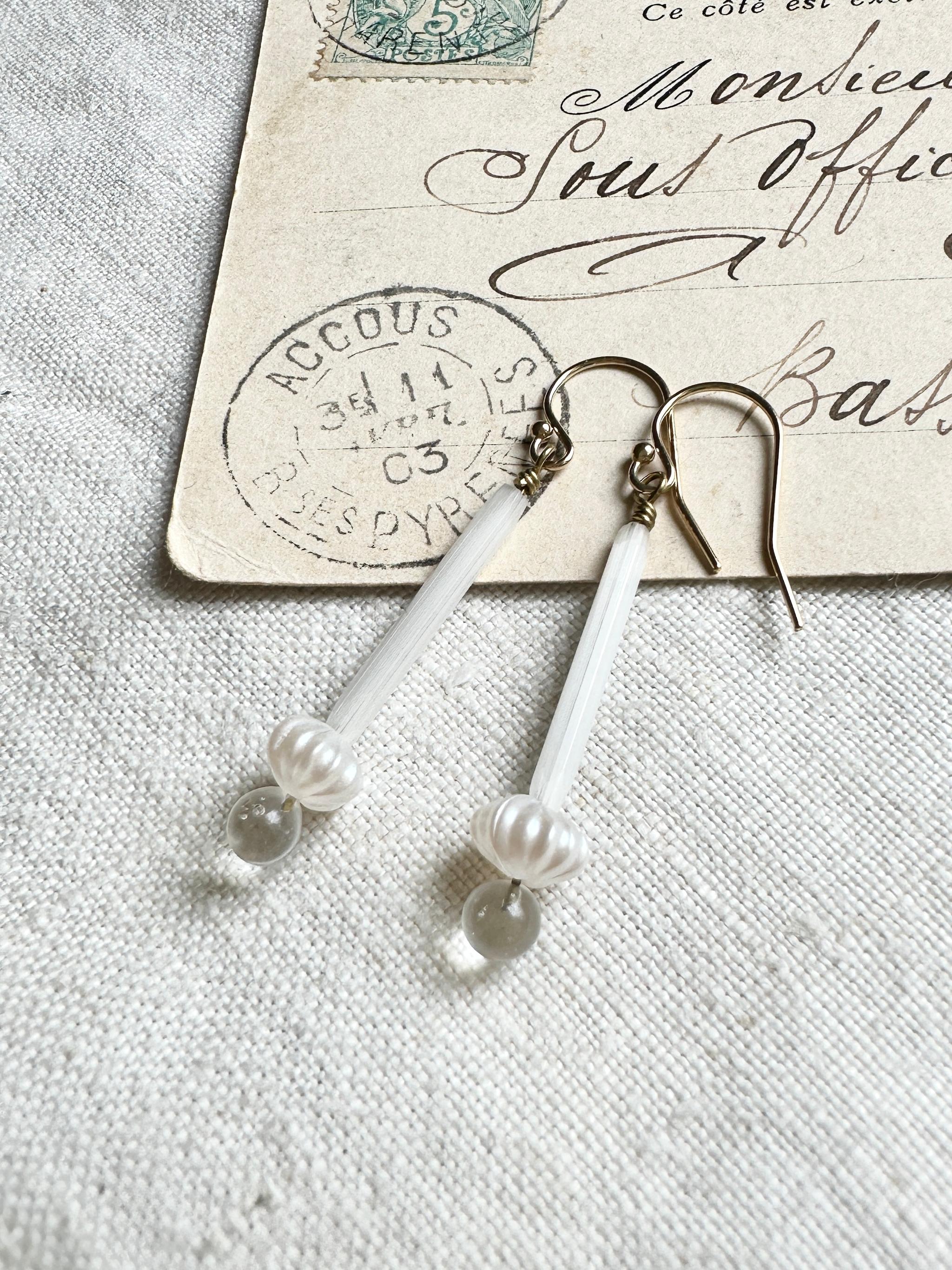 14kgfフランスヴィンテージサテンロングビーズのピアス | 3枚目