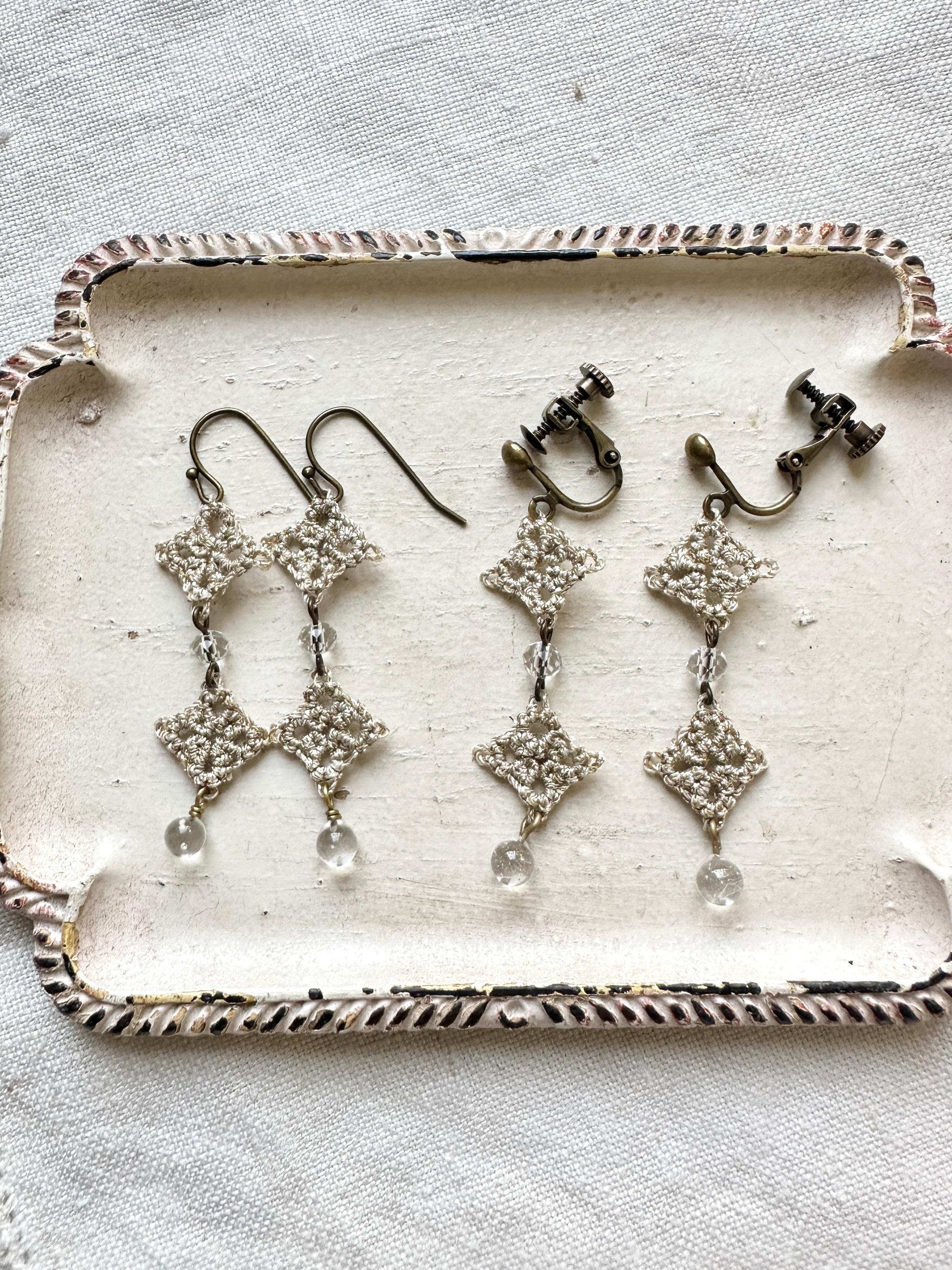 ダイヤの2連タティングレース耳かざり(ゴールド・シルバー・ディープシルバー) | 14枚目