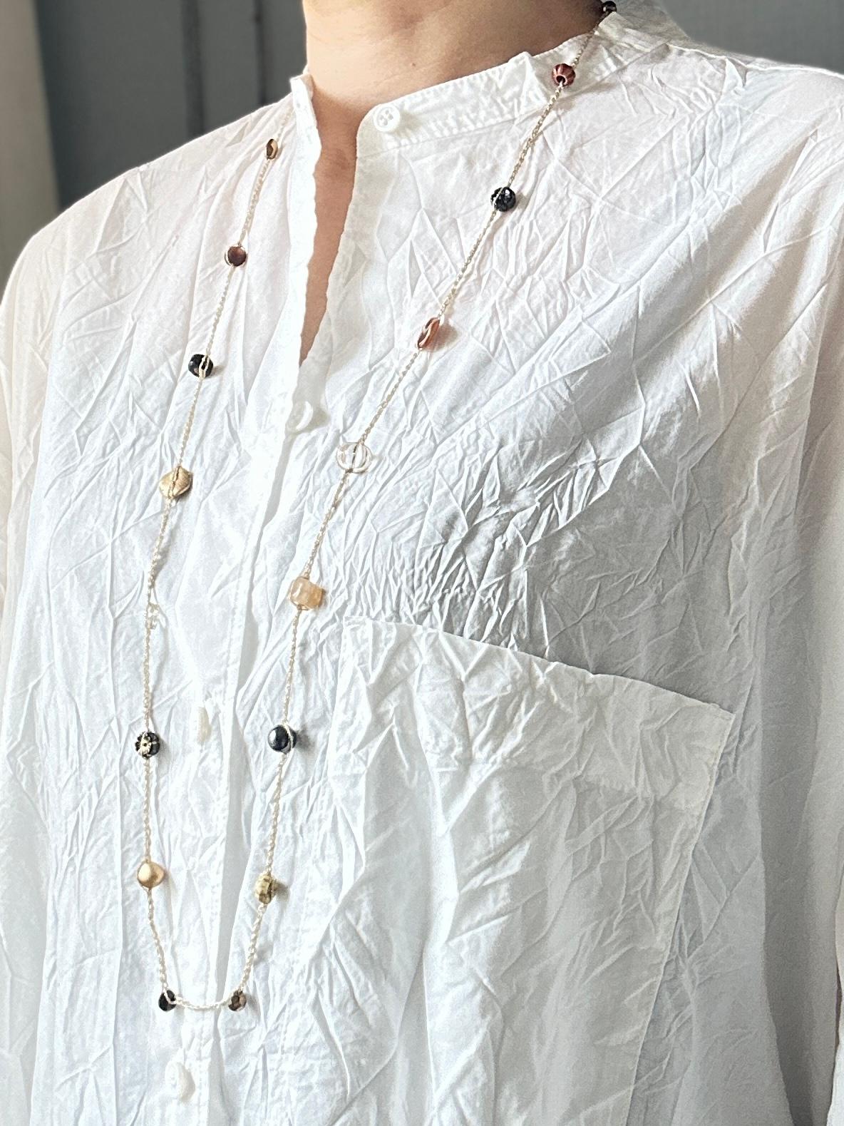 ヨーロッパビーズのカラフルクロシェネックレスロング・ブラックゴールド | 3枚目