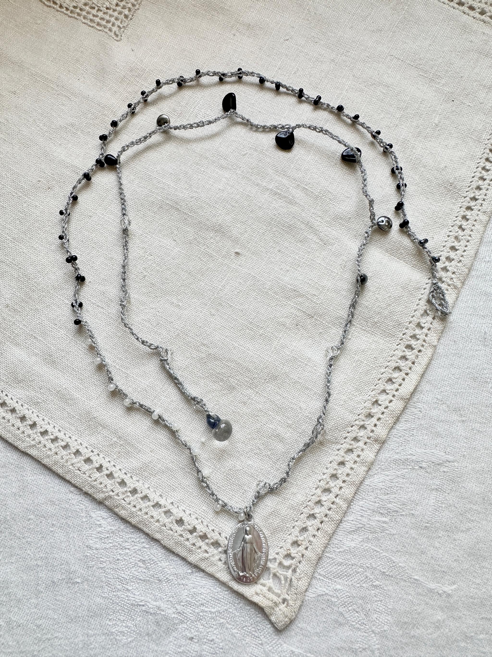 メダイ3wayクロシェネックレス・シルバー×ブラック | 2枚目