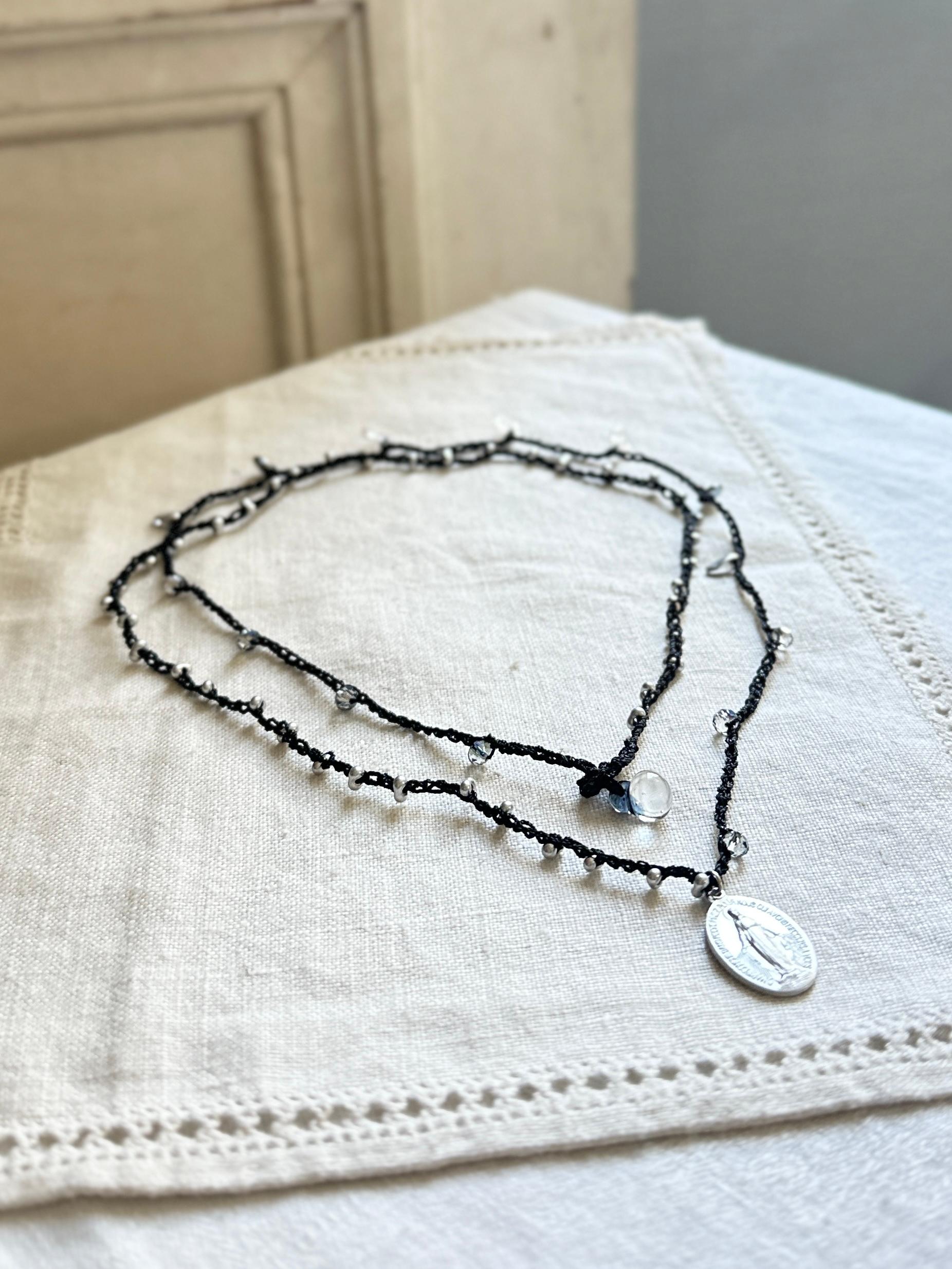 メダイ3wayクロシェネックレス・ブラック×シルバー | 5枚目