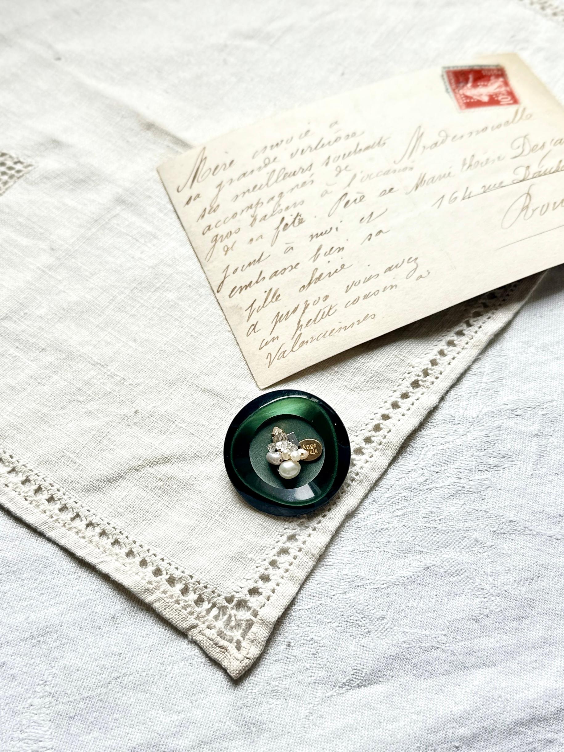 フランスヴィンテージパーツブローチ・グリーン | 6枚目