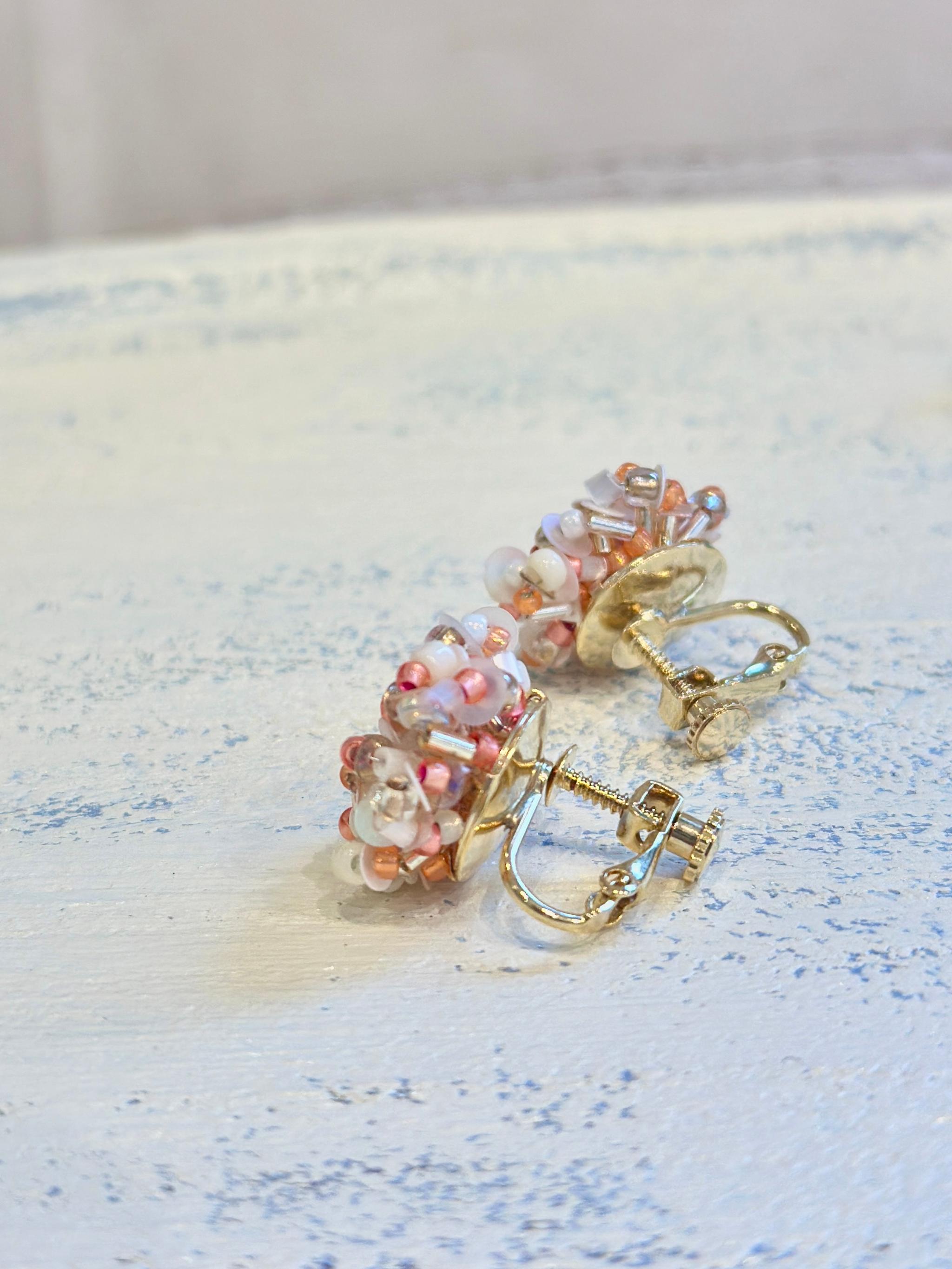 sucreビーズ耳飾り・オレンジ(ピアス・イヤリング) | 2枚目